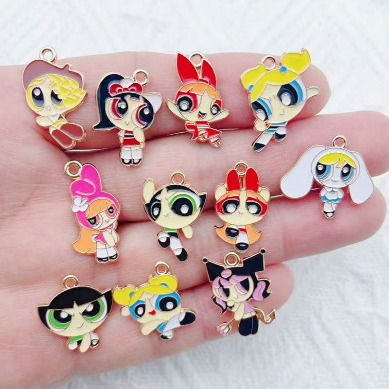 Jewelry Making Pendants - 10 Buah Liontin Gadis Kartun Berbahan