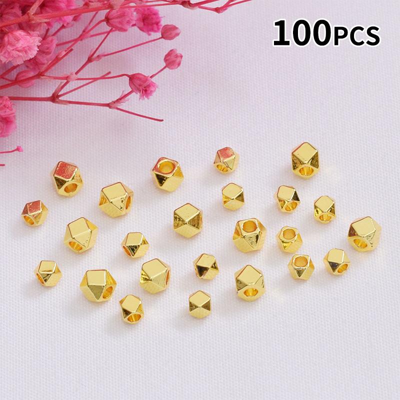 Jewelry Making Ideas With Beads - Manik-Manik Spacer Berlapis Emas Berkilau 100PCS