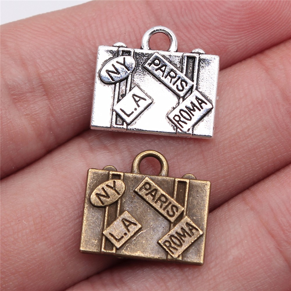 Jewelry Making York - WYSIWYG 5Pcs 15X16Mm Pesona Perjalanan Tas