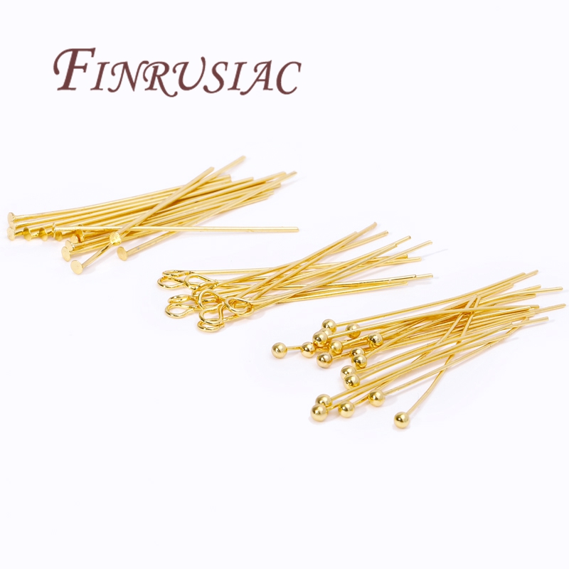 Jewelry Making Head Pins - 50 Buah Pin Berlapis Emas 20-50Mm