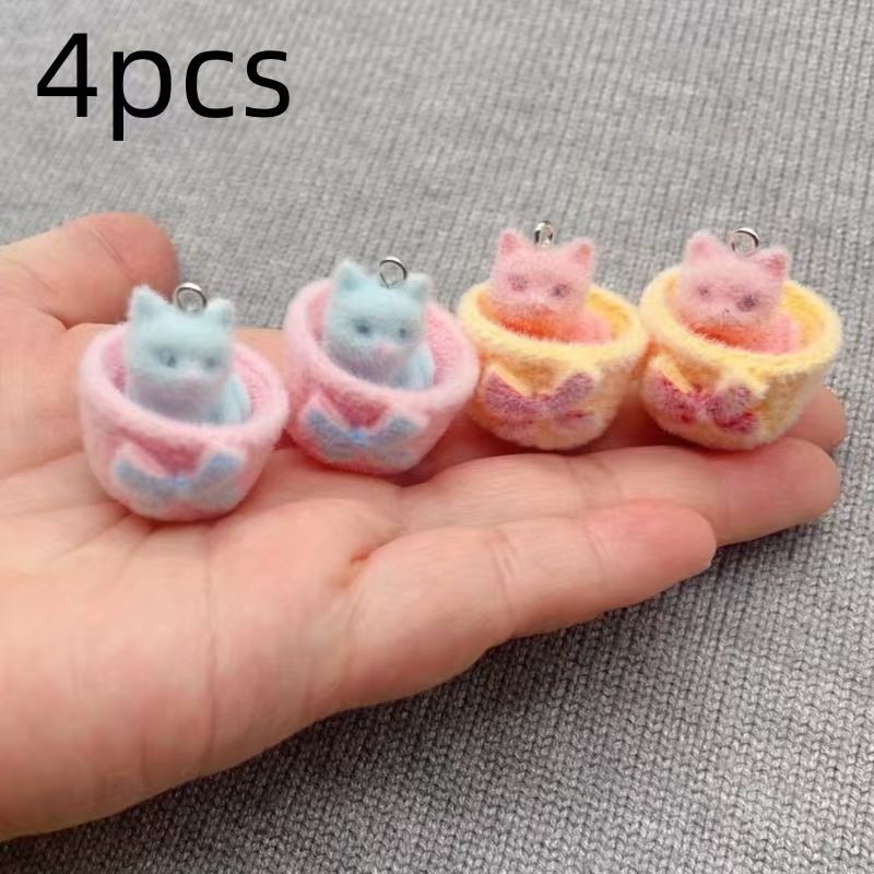 4 buah liontin kucing resin 3D - Jewelry Making Pendants ulasan dan harga