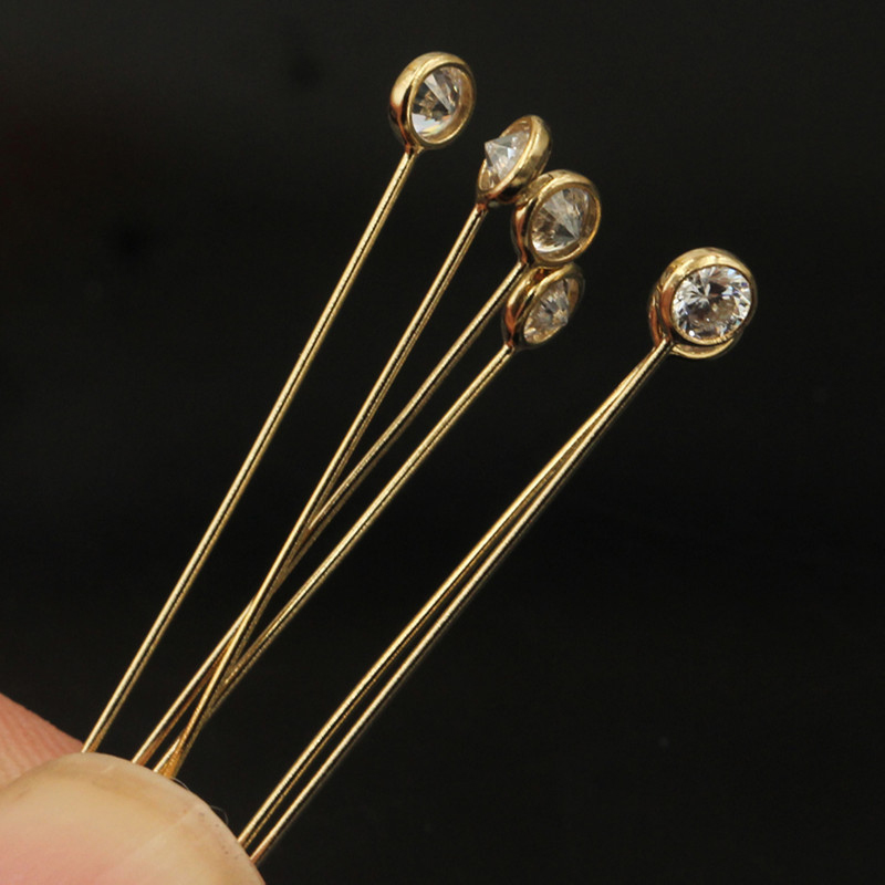 14K Emas Diisi Zirkon Kepala P - Jewelry Making Head Pins ulasan dan harga