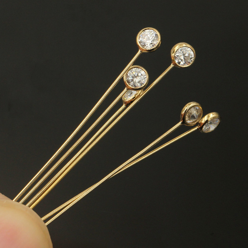 14K Emas Diisi Zirkon Kepala P - Jewelry Making Head Pins ulasan dan harga