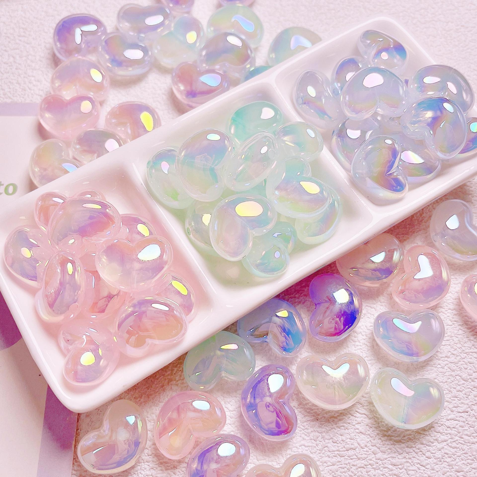 10 buah hati transparan Glitte - Jewelry Making Ideas With Beads ulasan dan harga