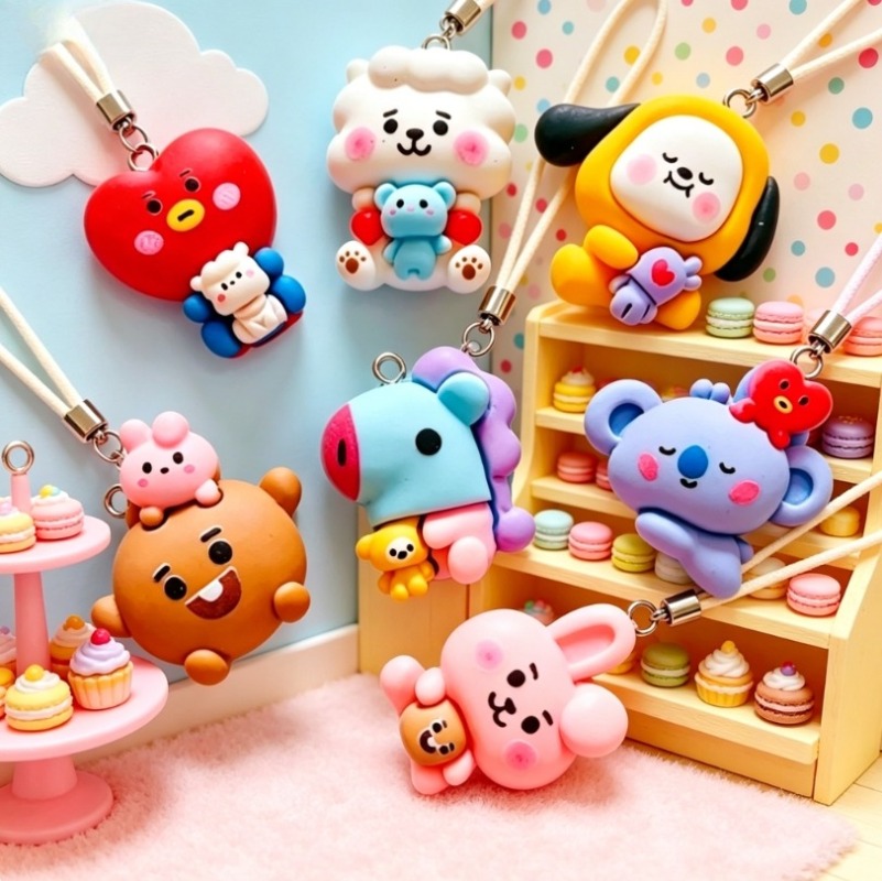 7pcs BT21 Resin Kartun Charm A - Jewelry Making Pendants ulasan dan harga