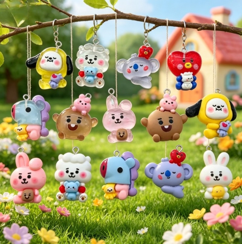 7pcs BT21 Resin Kartun Charm A - Jewelry Making Pendants ulasan dan harga